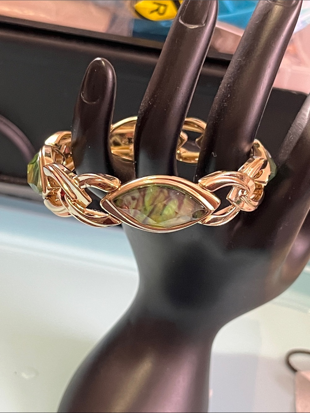 Napier Gold-Tone Bracelet with Iridescent Abalone Marquise Accents